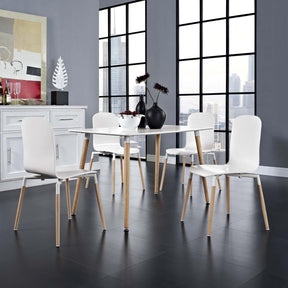 Modway Furniture Modern Stack Dining Chairs and Table Wood Set of 5 - EEI-1375