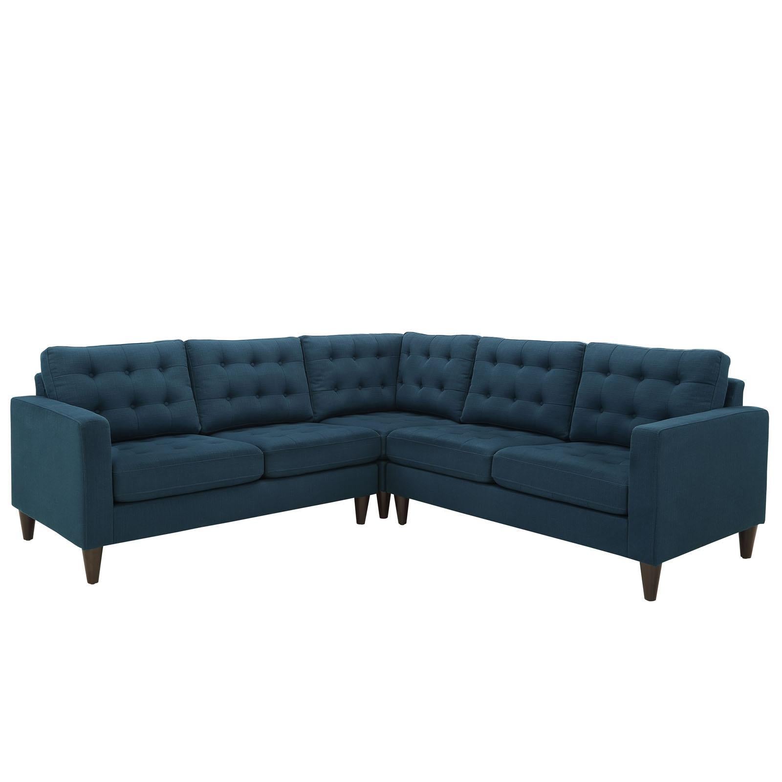 Modway Furniture Modern Empress 3 Piece Upholstered Fabric Sectional Sofa Set - EEI-1417