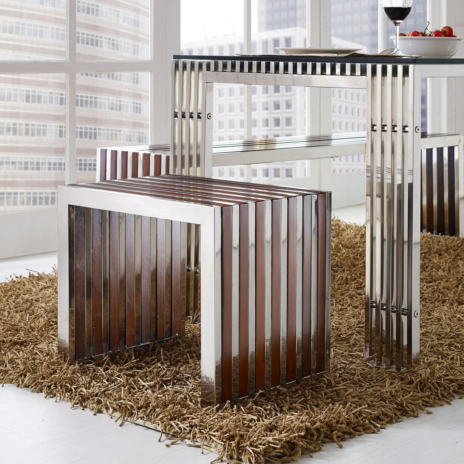 Modway Furniture Modern Gridiron Small Wood Inlay Bench - EEI-1429
