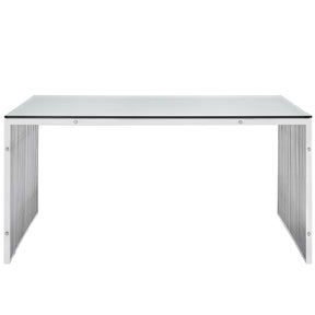 Modway Furniture Gridiron Stainless Steel Modern Silver Dining Table EEI-1433-Minimal & Modern