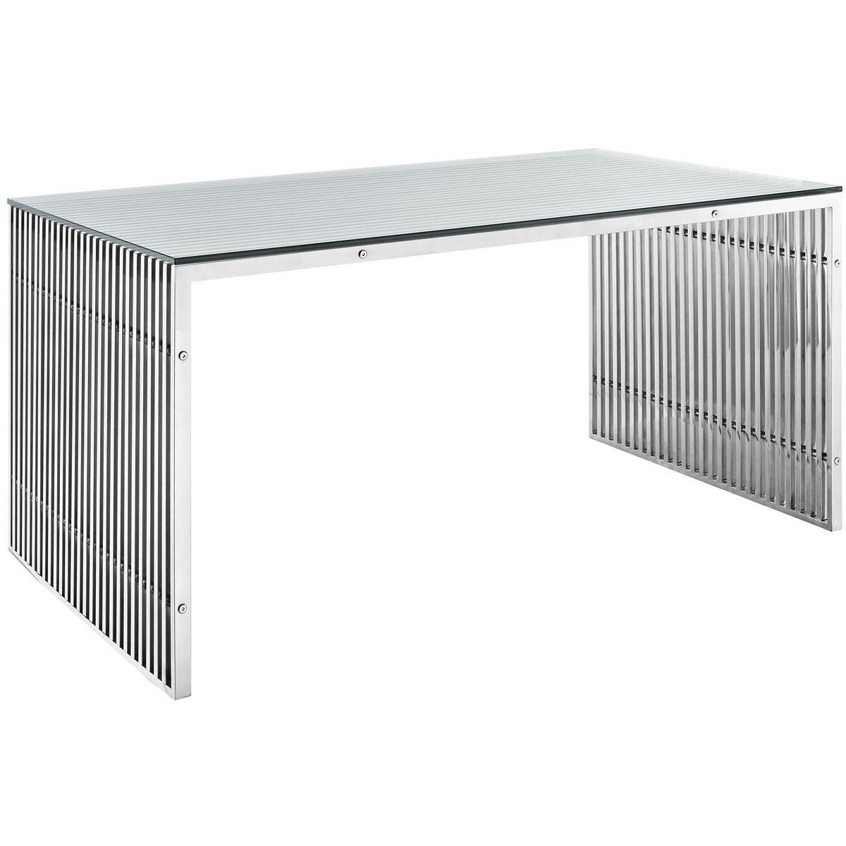 Modway Furniture Gridiron Stainless Steel Modern Silver Dining Table EEI-1433-Minimal & Modern