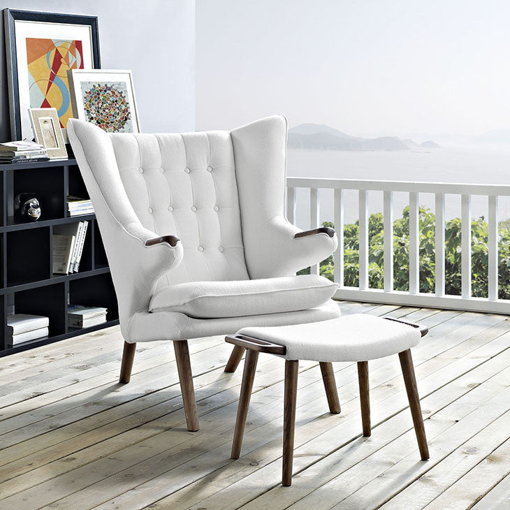 Modway Furniture Modern Bear Upholstered Fabric Lounge Chair and Ottoman EEI-1444-Minimal & Modern