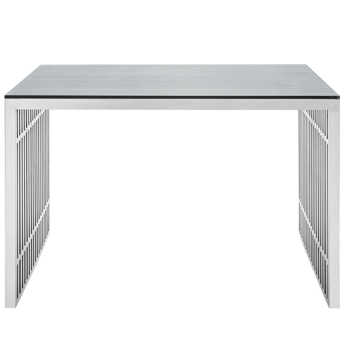 Modway Furniture Gridiron Stainless Steel Metal Modern Office Writing Desk EEI-1450-Minimal & Modern