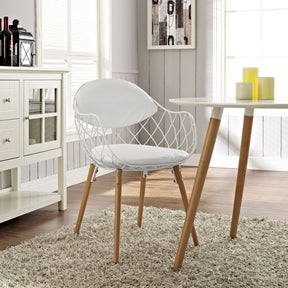 Modway Furniture Basket Modern White Dining Metal Armchair EEI-1465-WHI-WHI-Minimal & Modern