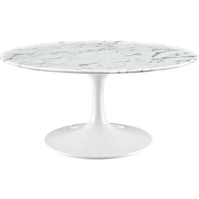 36" Artificial Marble Circular Coffee Table - Eero Saarinen Replica-Minimal & Modern