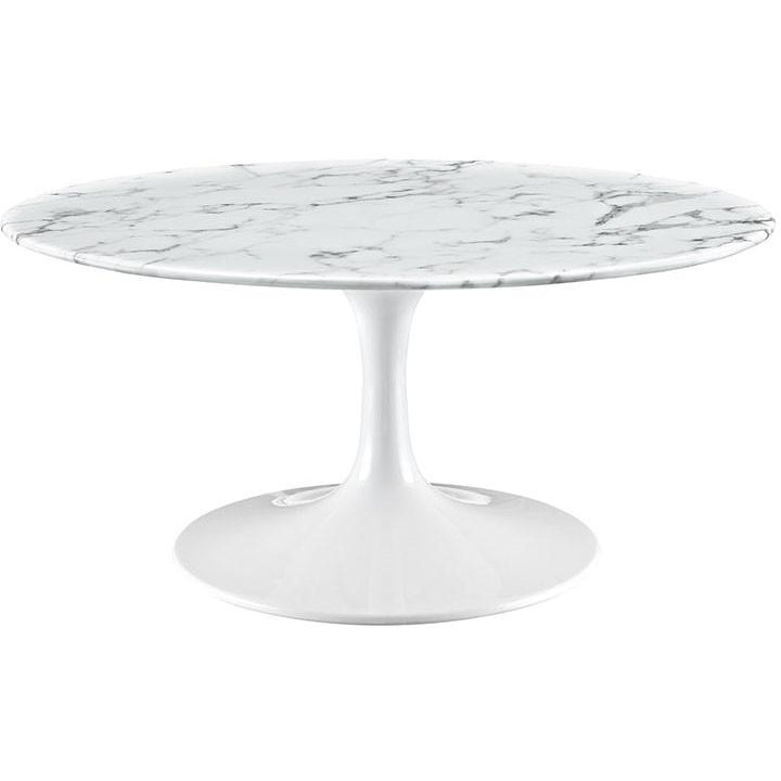 36" Artificial Marble Circular Coffee Table - Eero Saarinen Replica-Minimal & Modern