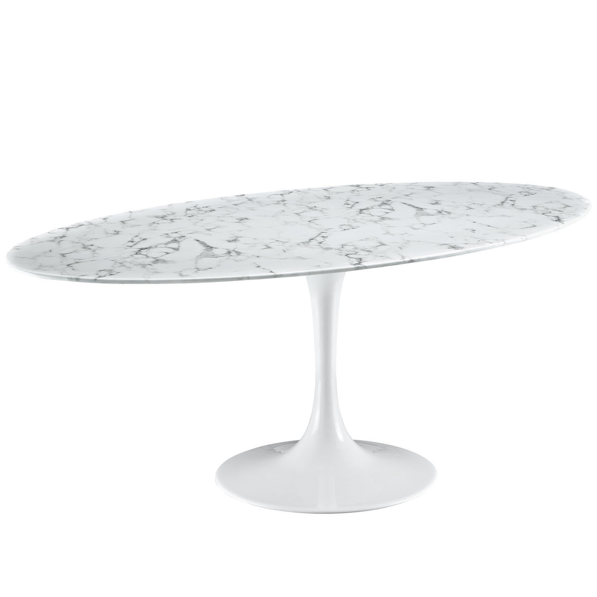 78" Artificial Marble Modern White Circular Dining Table - Eero Saarinen Replica-Minimal & Modern