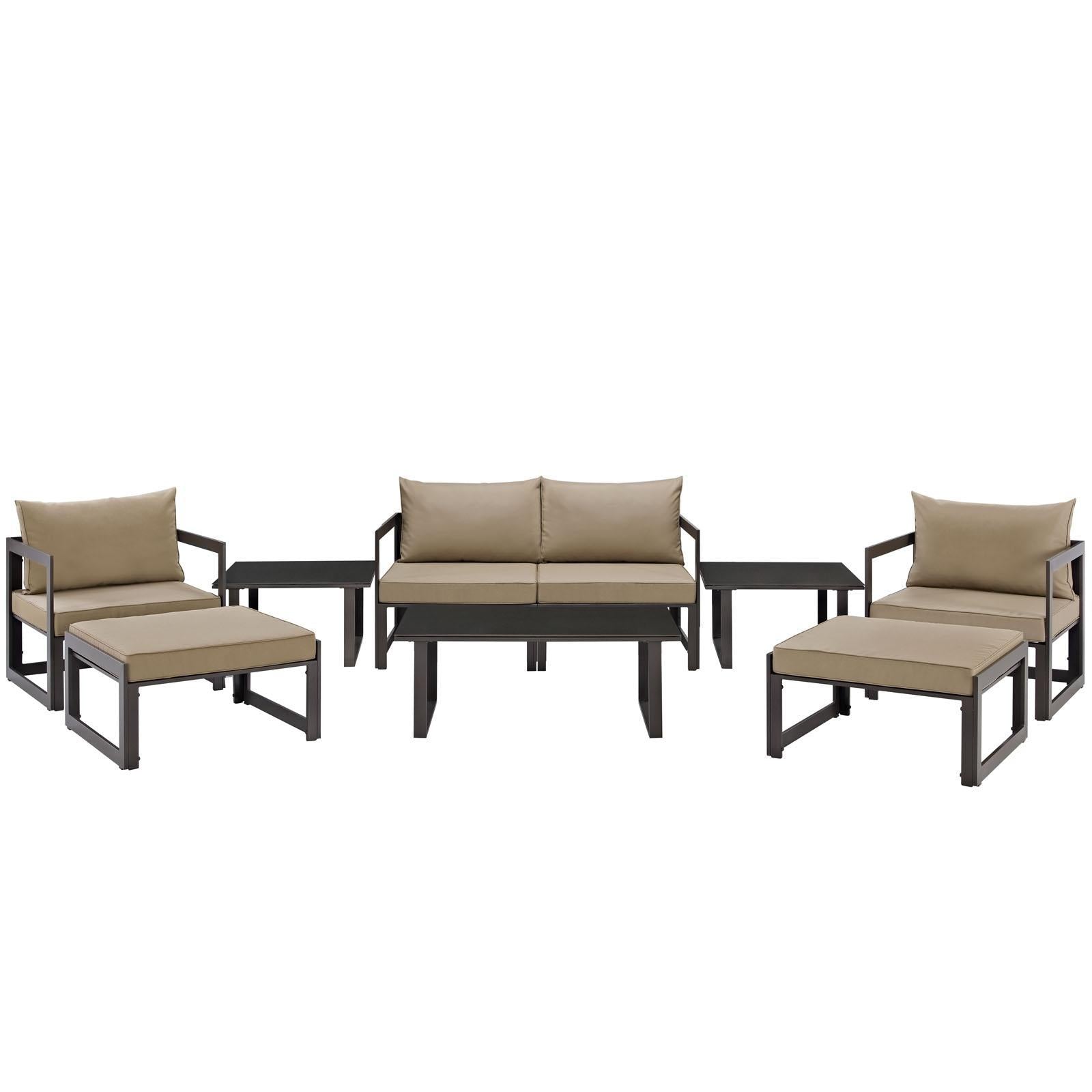 Modway Furniture Modern Fortuna 9 Piece Outdoor Patio Sectional Sofa Set - EEI-1719