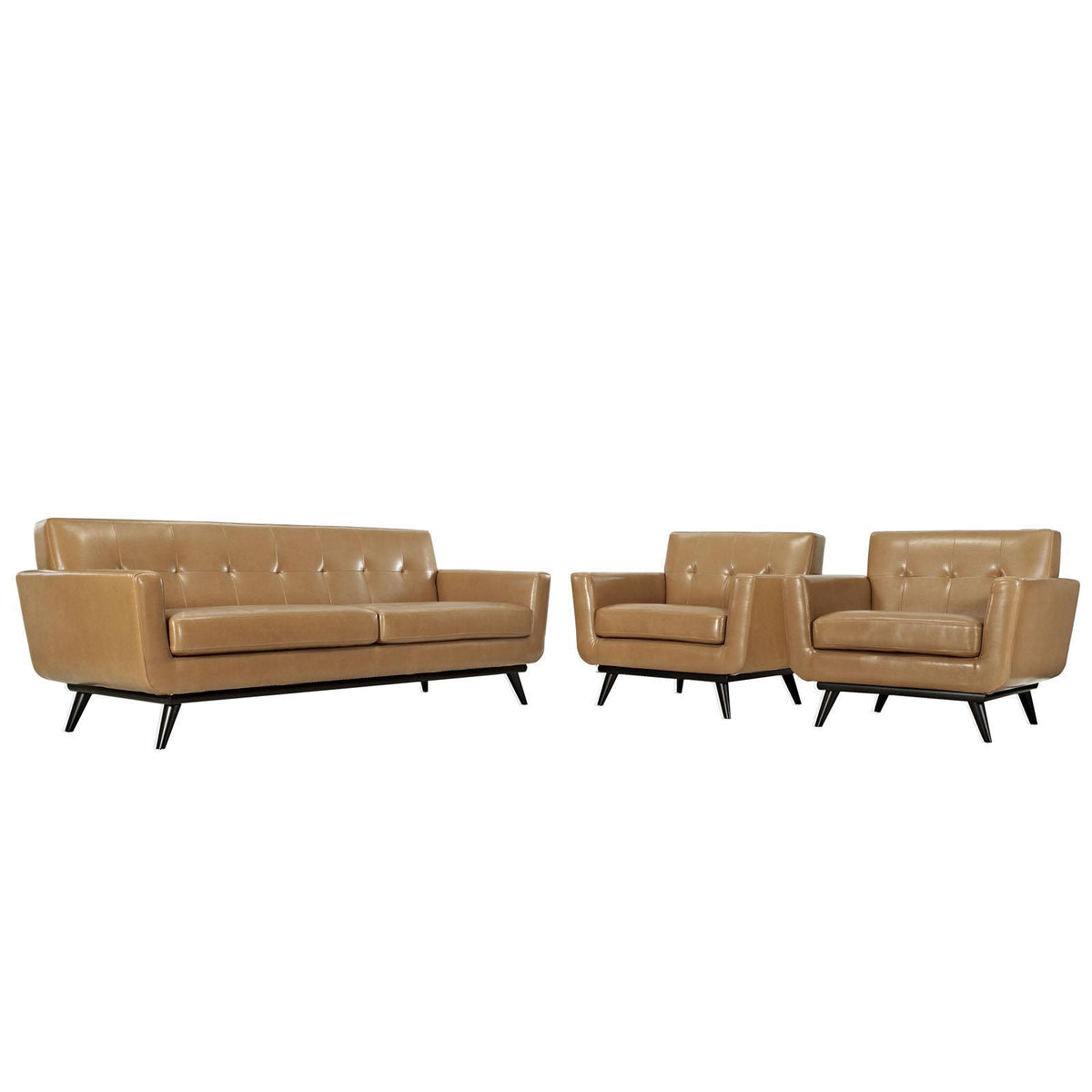 Modway Furniture Modern Engage 3 Piece Leather Living Room Set - EEI-1763