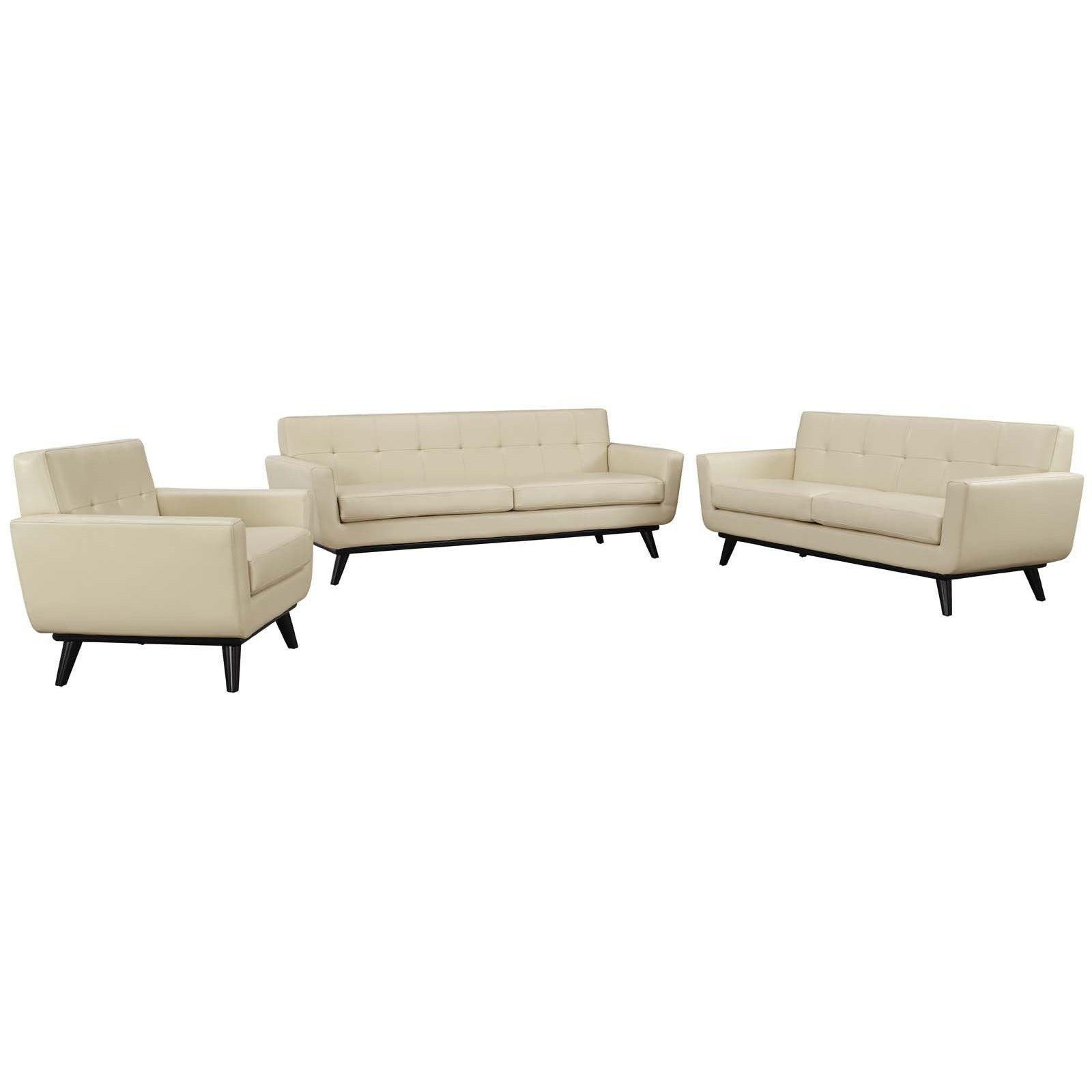 Modway Furniture Modern Engage 3 Piece Leather Living Room Set - EEI-1764-Minimal & Modern