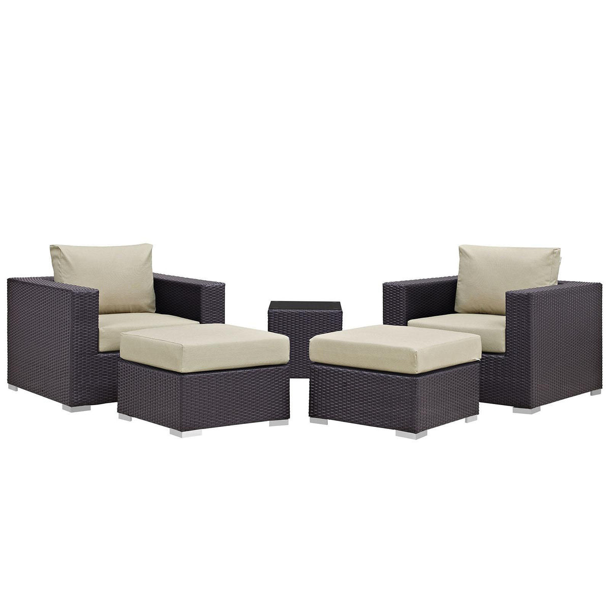 Modway Furniture Modern Convene 5 Piece Outdoor Patio Sectional Set - EEI-1809