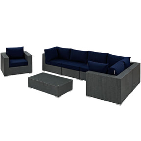 Modway Furniture Modern Sojourn 7 Piece Outdoor Patio Sunbrella® Sectional Set - EEI-1878