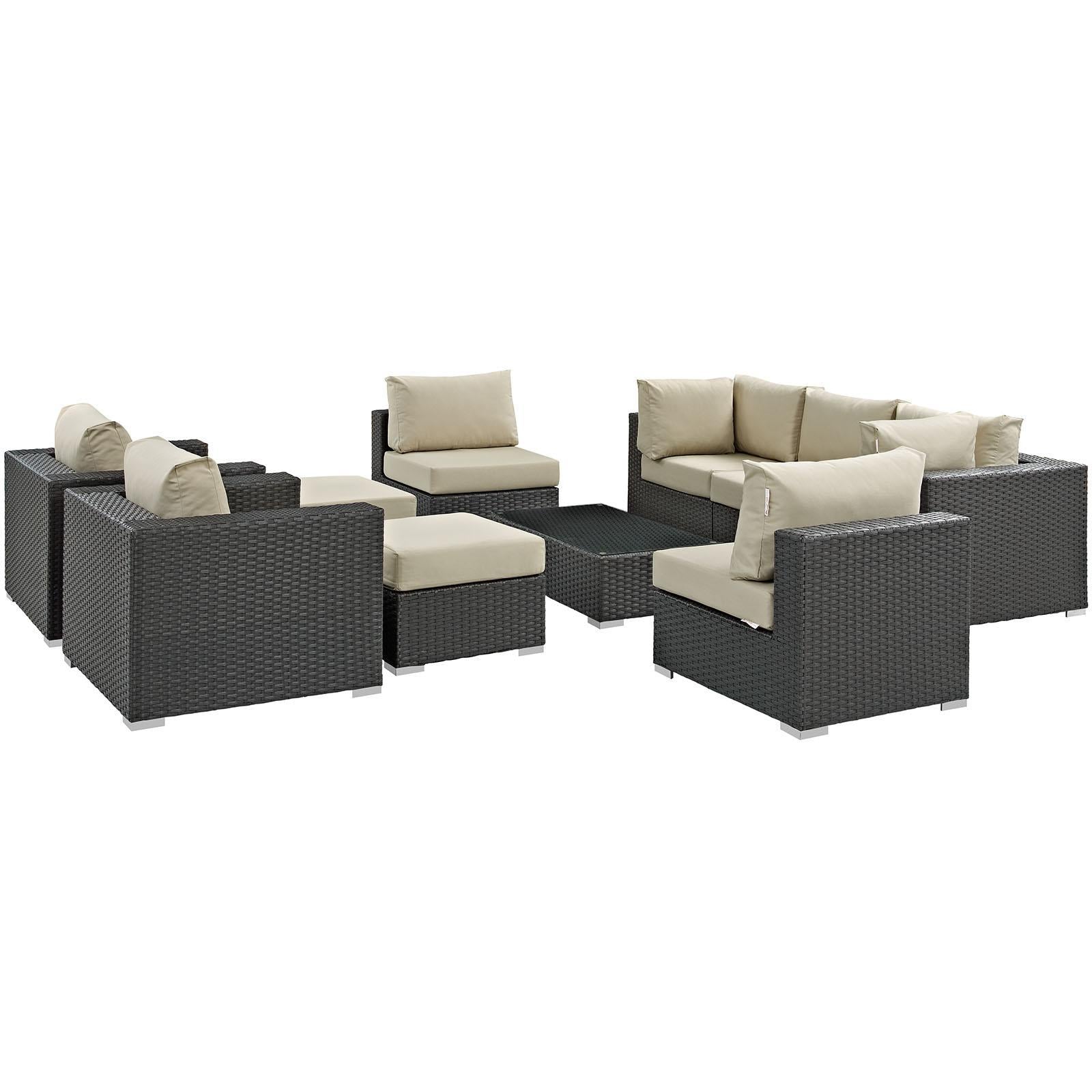 Modway Furniture Modern Sojourn 10 Piece Outdoor Patio Sunbrella® Sectional Set - EEI-1888