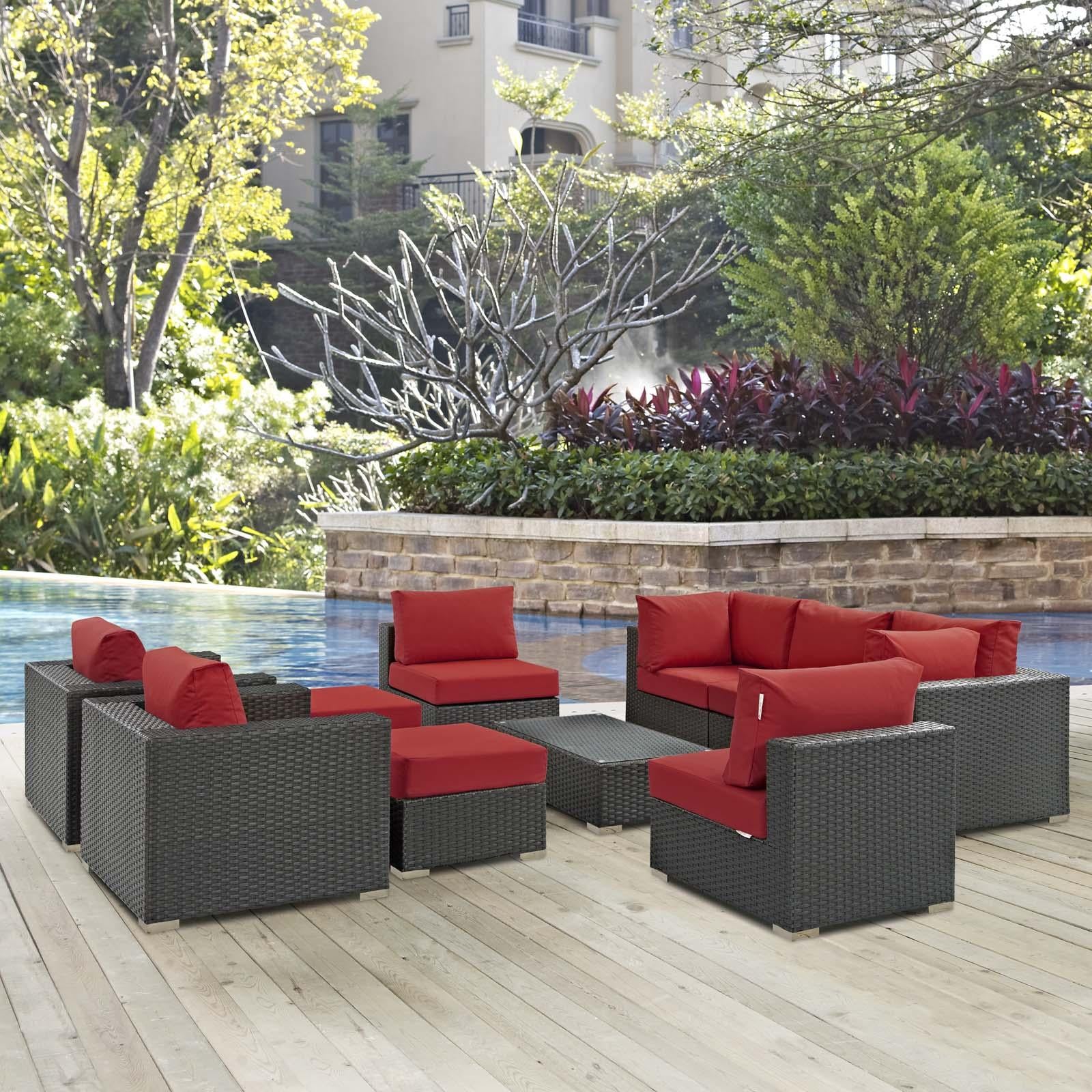 Modway Furniture Modern Sojourn 10 Piece Outdoor Patio Sunbrella® Sectional Set - EEI-1888
