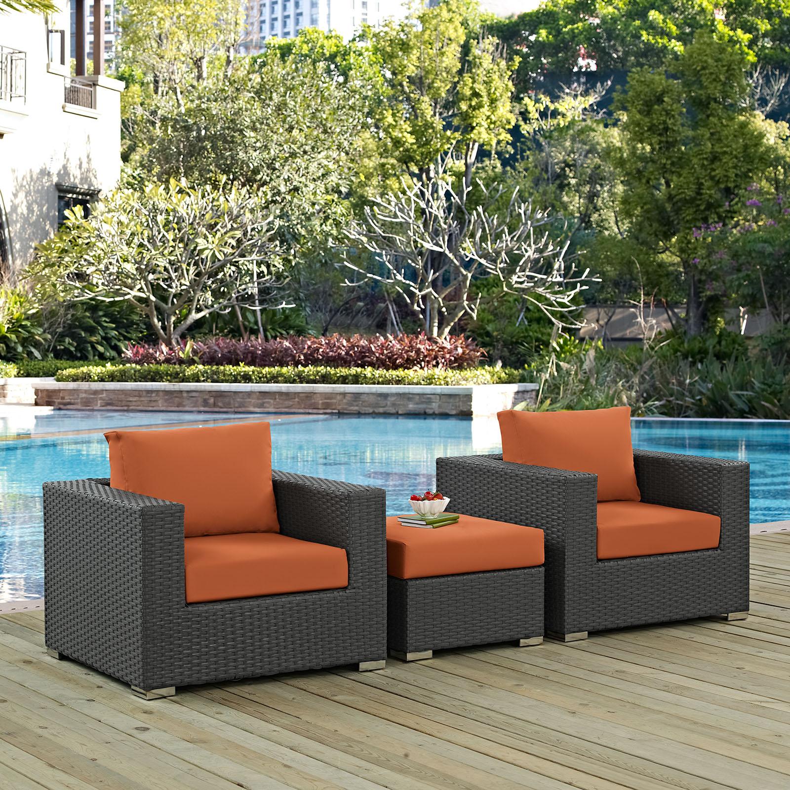 Modway Furniture Modern Sojourn 3 Piece Outdoor Patio Sunbrella® Sectional Set - EEI-1891