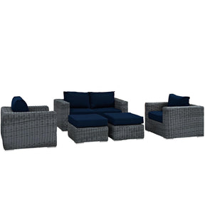 Modway Furniture Modern Summon 5 Piece Outdoor Patio Sunbrella® Sectional Set - EEI-1893