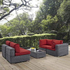 Modway Furniture Modern Summon 5 Piece Outdoor Patio Sunbrella® Sectional Set - EEI-1896