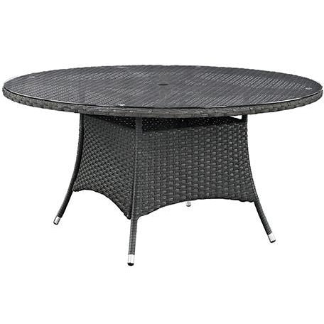 Modway Furniture Modern Sojourn 59" Round Outdoor Patio Dining Table in Chocolate EEI-1929-CHC-Minimal & Modern