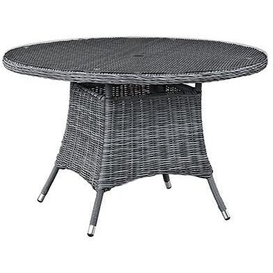 Modway Furniture Modern Summon 47" Round Outdoor Patio Dining Table in Gray EEI-1938-GRY-Minimal & Modern