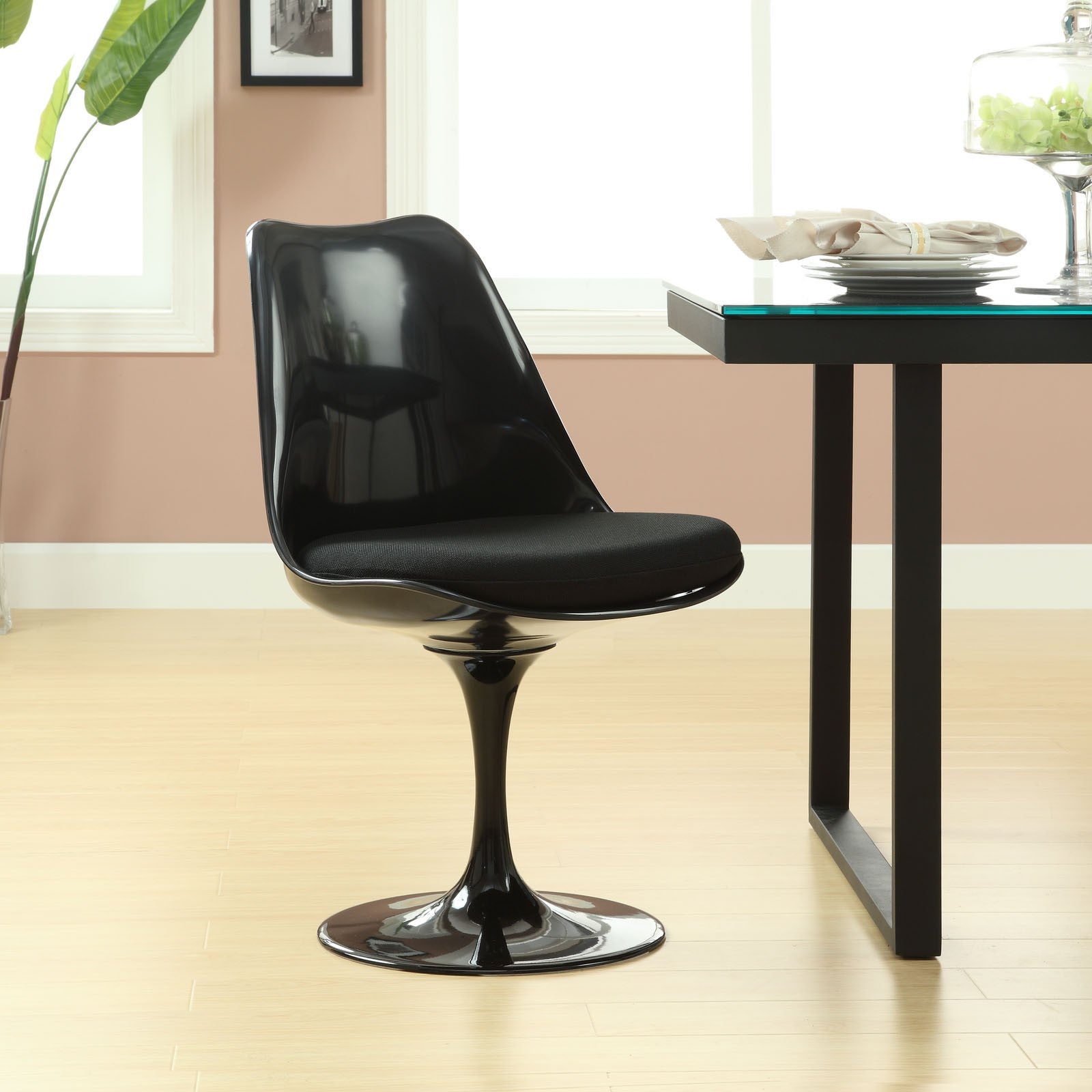 Modway Furniture Lippa Modern Black Dining Side Chair EEI-199-BLK-Minimal & Modern