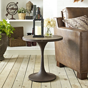 Modway Furniture Modern Industrial Drive Wood Top & Metal and Side Table in Brown EEI-2007-BRN-Minimal & Modern