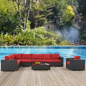 Modway Furniture Modern Sojourn 7 Piece Outdoor Patio Sunbrella® Sectional Set-Minimal & Modern