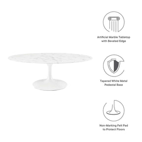 48" Oval-Shaped Artificial Marble Coffee Table - Eero Saarinen Replica-Minimal & Modern
