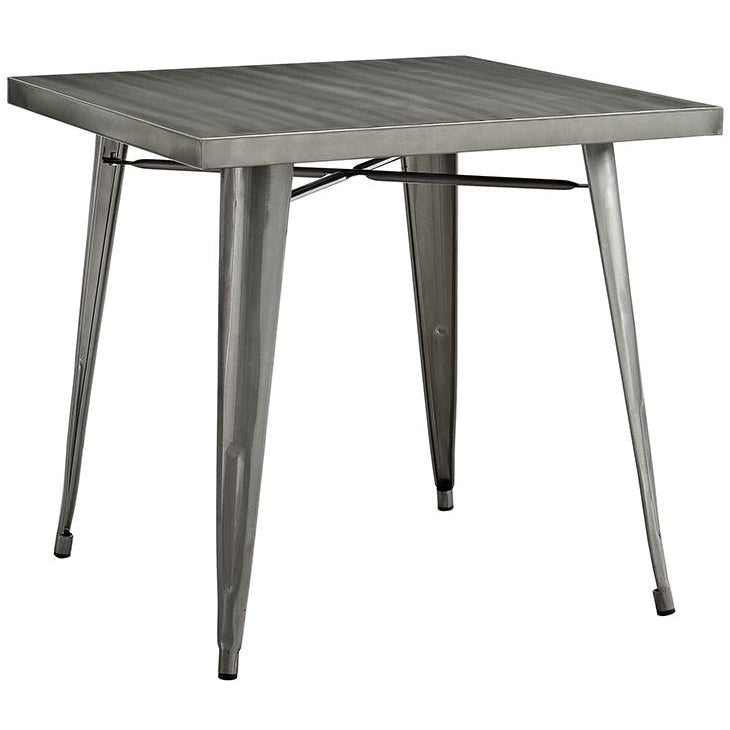 Modway Furniture Modern Alacrity Metal Dining Table in Gunmetal EEI-2035-GME-Minimal & Modern
