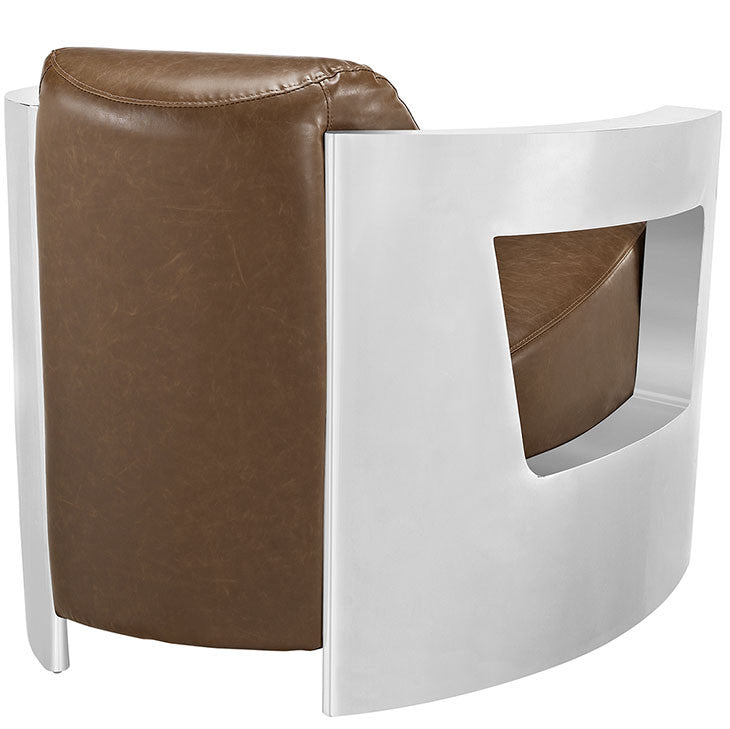 Modway Furniture Modern Trip Leather Lounge Chair in Brown EEI-2070-BRN-Minimal & Modern