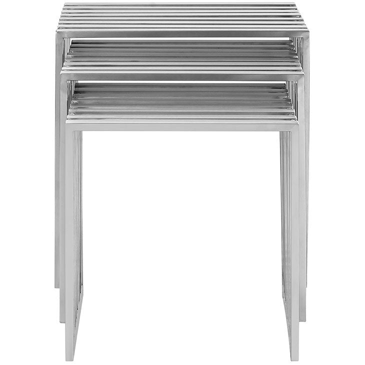 Modway Furniture Modern Metal Duct Nesting Side Table in Silver EEI-2094-SLV-Minimal & Modern