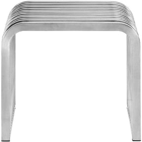 Modway Furniture Modern Pipe Stainless Steel Bench in Silver EEI-2100-SLV-Minimal & Modern