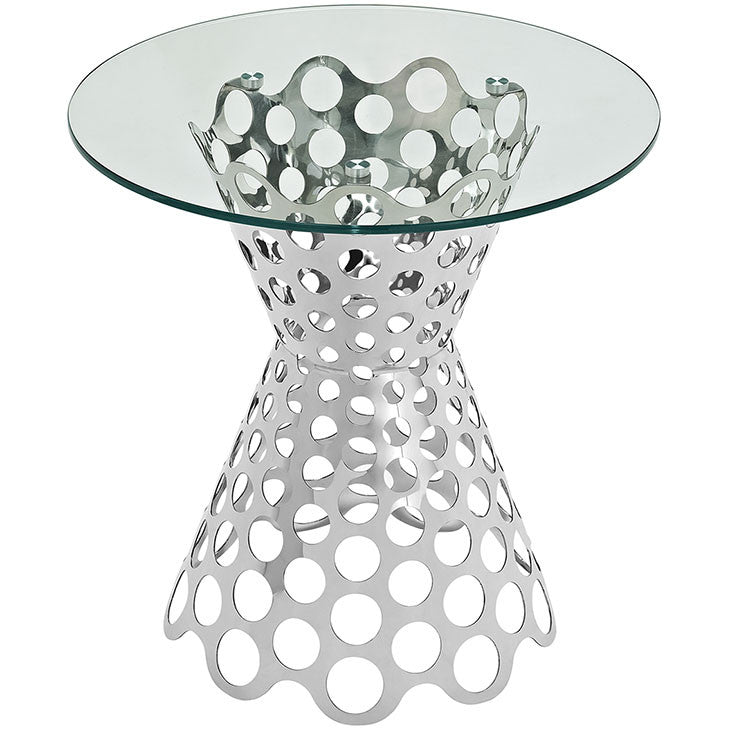 Modway Furniture Modern Arrange Glass Top Side Table in Silver EEI-2106-SLV-Minimal & Modern