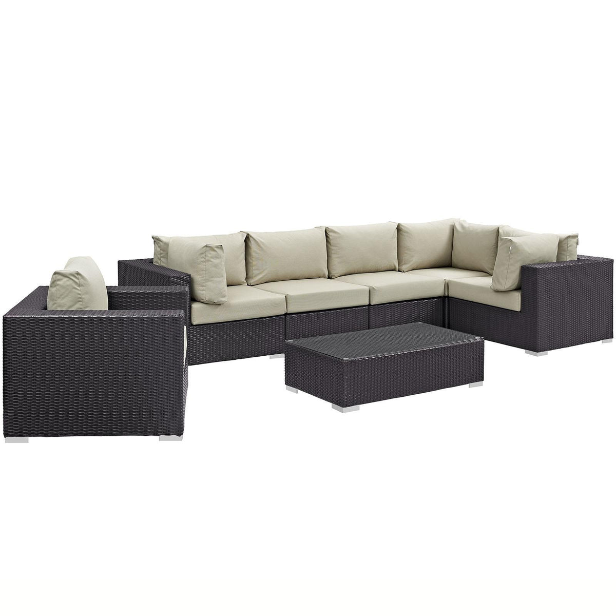 Modway Furniture Modern Convene 7 Piece Outdoor Patio Sectional Set - EEI-2157