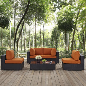 Modway Furniture Modern Convene 5 Piece Outdoor Patio Sectional Set - EEI-2163