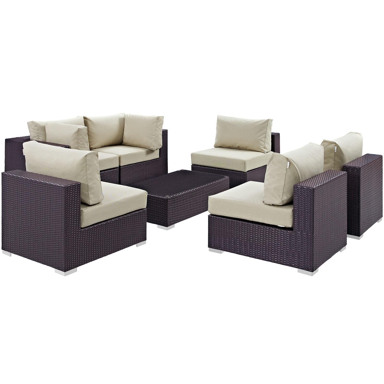 Modway Furniture Modern Convene 7 Piece Outdoor Patio Sectional Set - EEI-2164