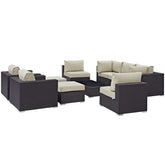 Modway Furniture Modern Convene 10 Piece Outdoor Patio Sectional Set - EEI-2169