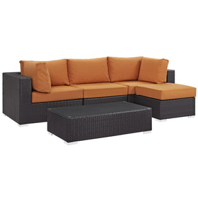Modway Furniture Modern Convene 5 Piece Outdoor Patio Sectional Set - EEI-2172