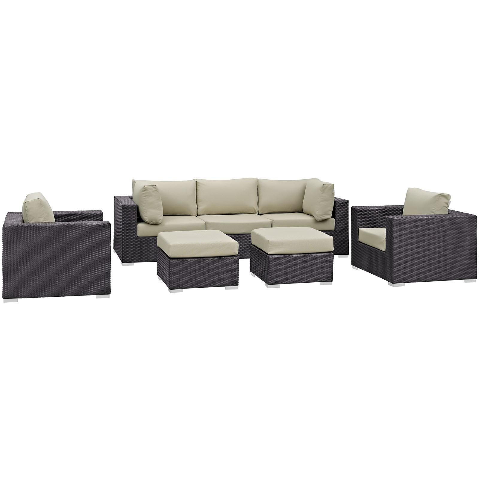 Modway Furniture Modern Convene 7 Piece Outdoor Patio Sectional Set - EEI-2200