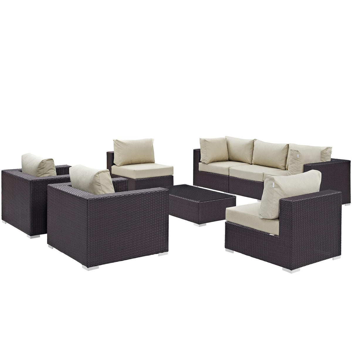 Modway Furniture Modern Convene 8 Piece Outdoor Patio Sectional Set - EEI-2203