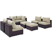 Modway Furniture Modern Convene 8 Piece Outdoor Patio Sectional Set - EEI-2204