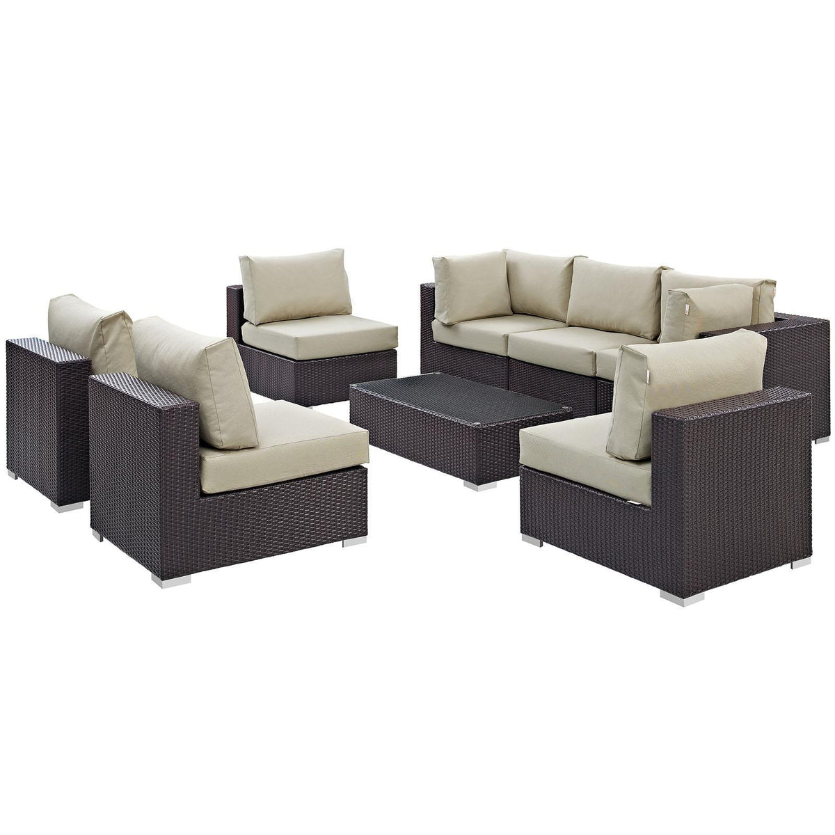 Modway Furniture Modern Convene 8 Piece Outdoor Patio Sectional Set - EEI-2205