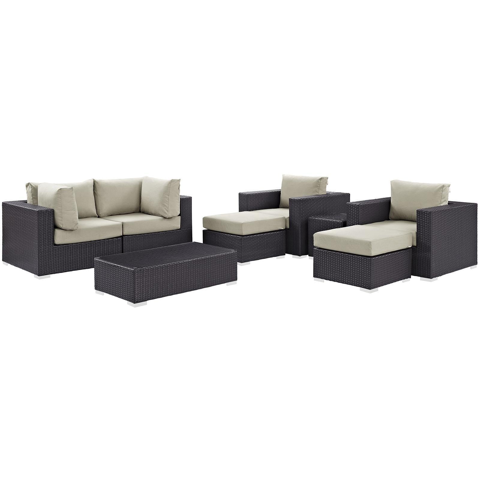 Modway Furniture Modern Convene 8 Piece Outdoor Patio Sectional Set - EEI-2206