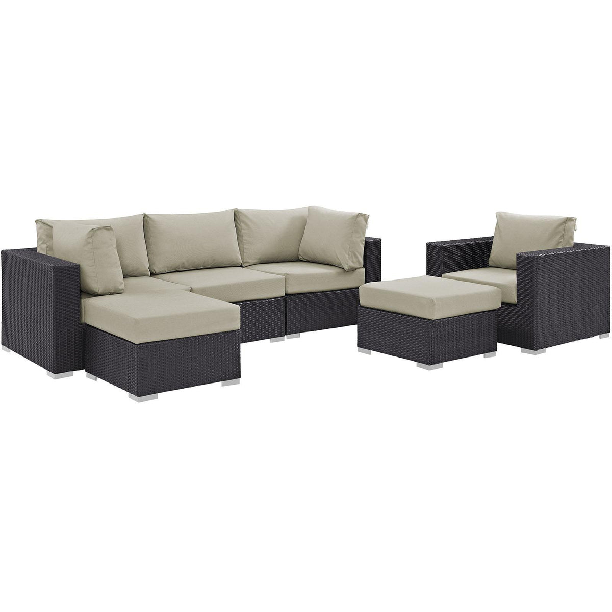Modway Furniture Modern Convene 6 Piece Outdoor Patio Sectional Set - EEI-2207