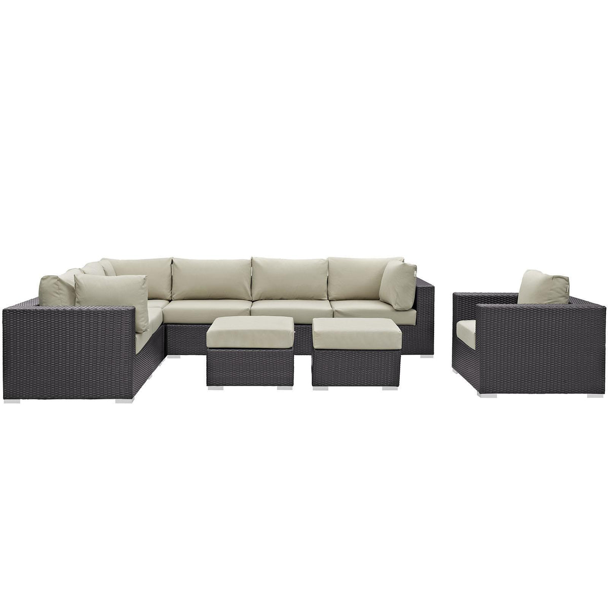 Modway Furniture Modern Convene 9 Piece Outdoor Patio Sectional Set - EEI-2208