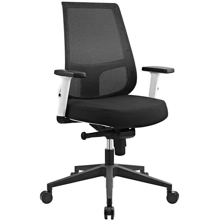 Modway Furniture Modern Pump White Frame Office Chair in Black EEI-2216-BLK-Minimal & Modern