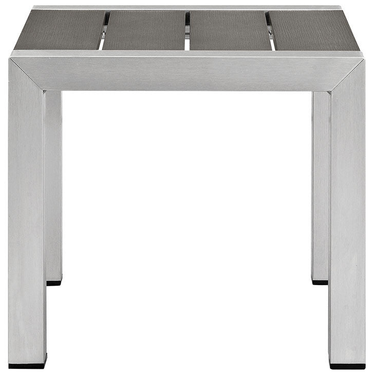 Modway Furniture Modern Shore Outdoor Patio Aluminum Side Table in Silver Gray EEI-2248-SLV-GRY-Minimal & Modern