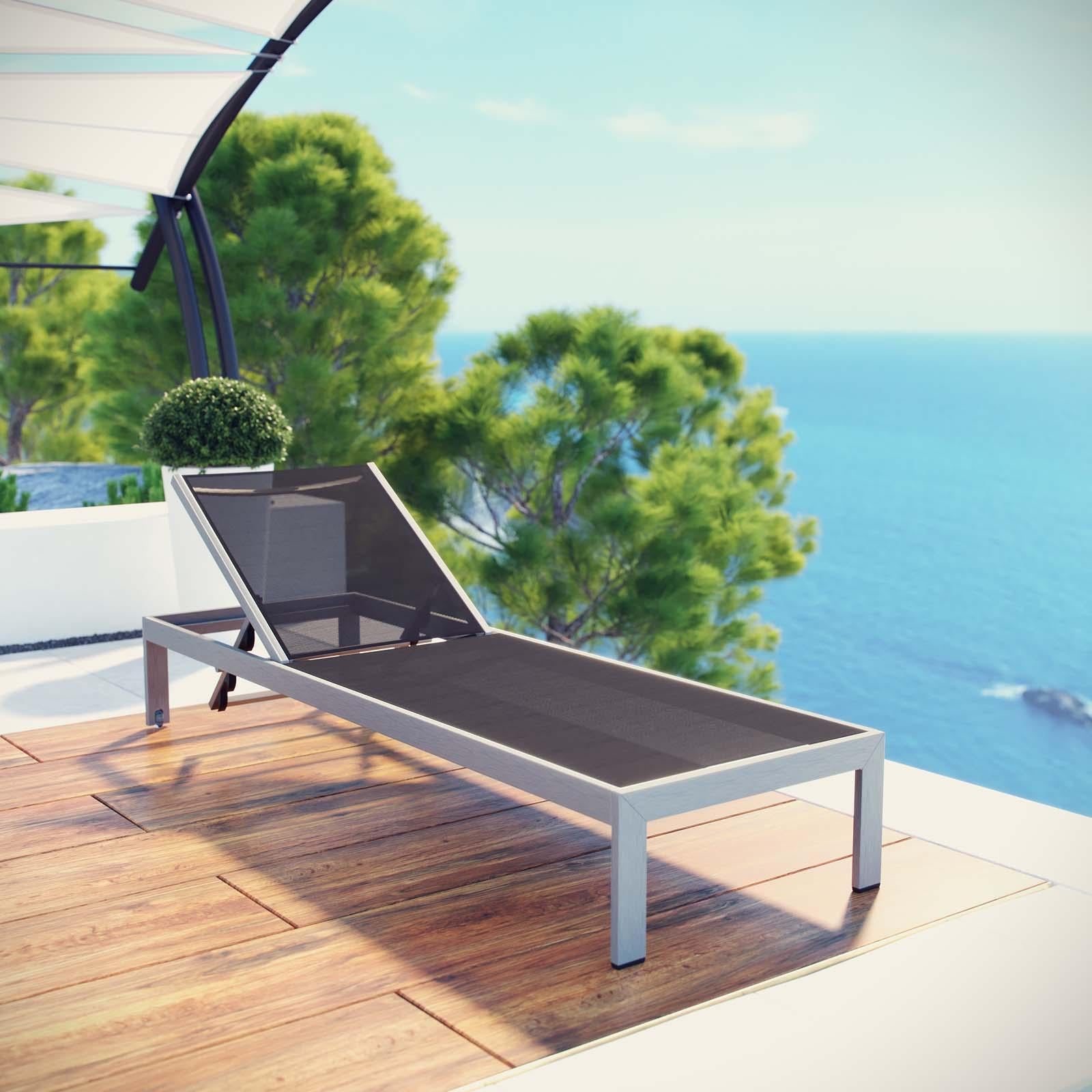 Modway Furniture Modern Shore Outdoor Patio Aluminum Mesh Chaise - EEI-2249
