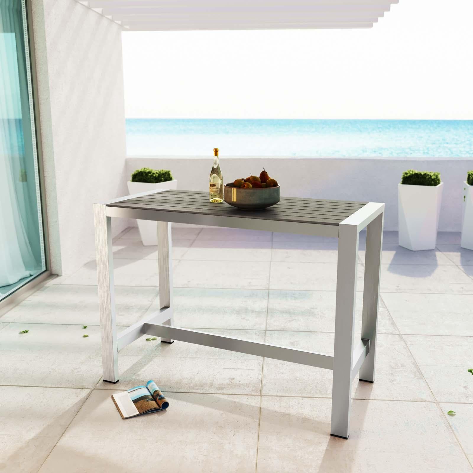 Modway Furniture Modern Shore Outdoor Patio Aluminum Rectangle Bar Table - EEI-2253