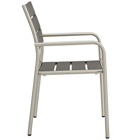 Modway Furniture Modern Shore Outdoor Patio Aluminum Dining Chair in Silver Gray EEI-2258-SLV-GRY-Minimal & Modern