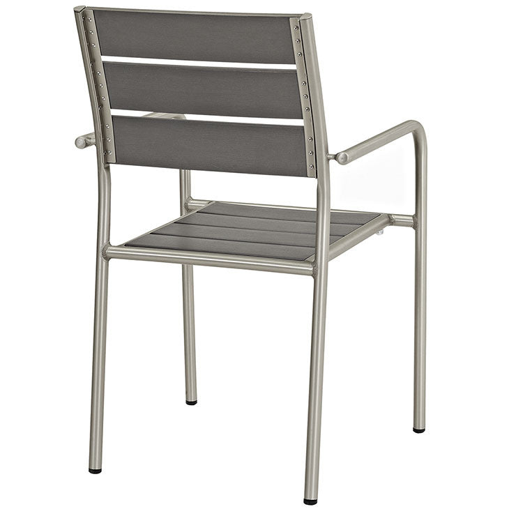 Modway Furniture Modern Shore Outdoor Patio Aluminum Dining Chair in Silver Gray EEI-2258-SLV-GRY-Minimal & Modern